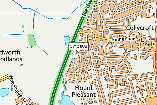 CV12 8UB map - OS VectorMap District (Ordnance Survey)