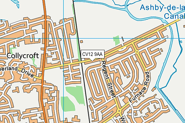 CV12 9AA map - OS VectorMap District (Ordnance Survey)