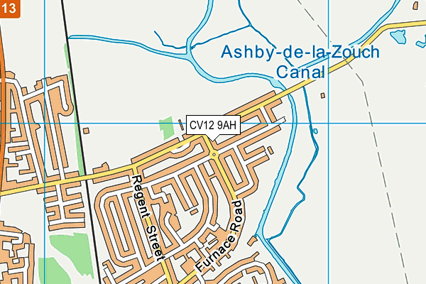 CV12 9AH map - OS VectorMap District (Ordnance Survey)