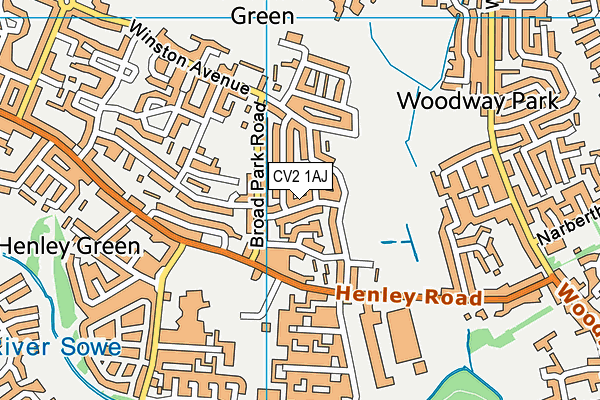 CV2 1AJ map - OS VectorMap District (Ordnance Survey)