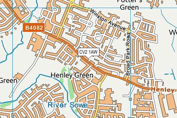 CV2 1AW map - OS VectorMap District (Ordnance Survey)