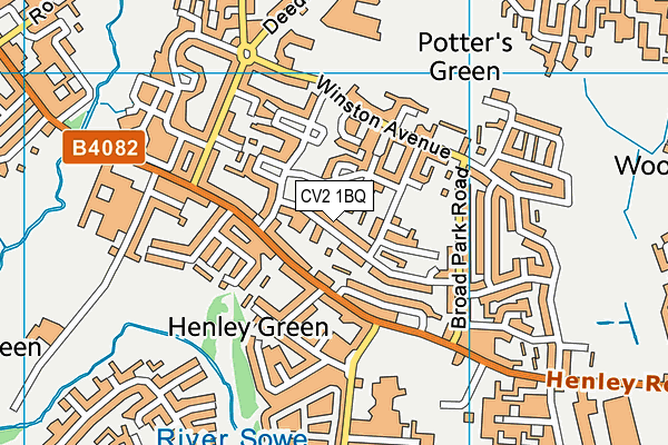 CV2 1BQ map - OS VectorMap District (Ordnance Survey)