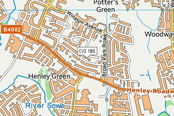 CV2 1BS map - OS VectorMap District (Ordnance Survey)