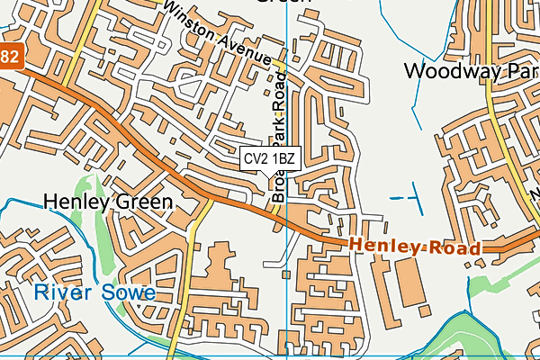 CV2 1BZ map - OS VectorMap District (Ordnance Survey)
