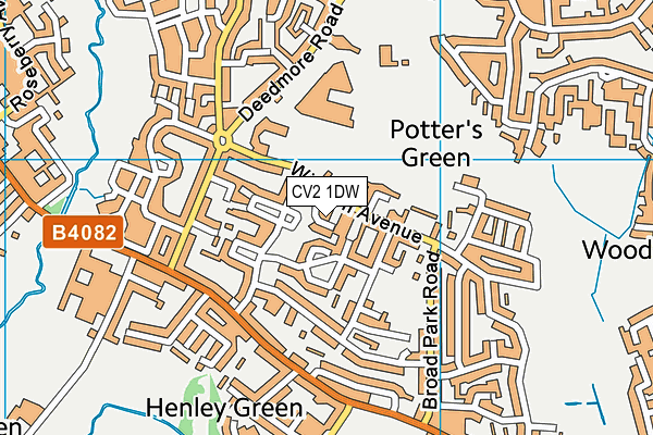 CV2 1DW map - OS VectorMap District (Ordnance Survey)