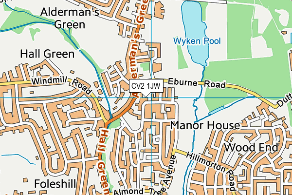 CV2 1JW map - OS VectorMap District (Ordnance Survey)