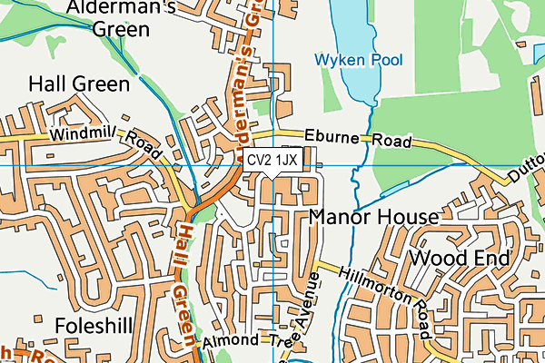 CV2 1JX map - OS VectorMap District (Ordnance Survey)