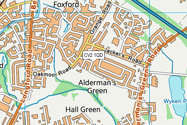 CV2 1QD map - OS VectorMap District (Ordnance Survey)