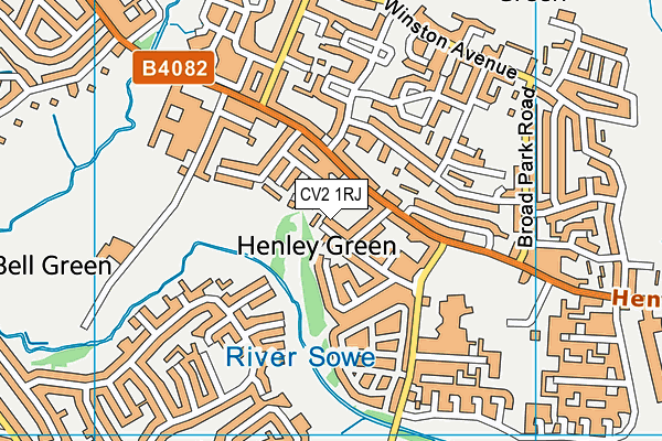 CV2 1RJ map - OS VectorMap District (Ordnance Survey)