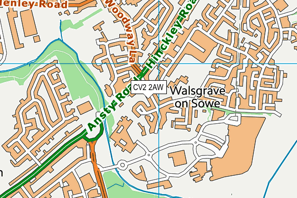 CV2 2AW map - OS VectorMap District (Ordnance Survey)