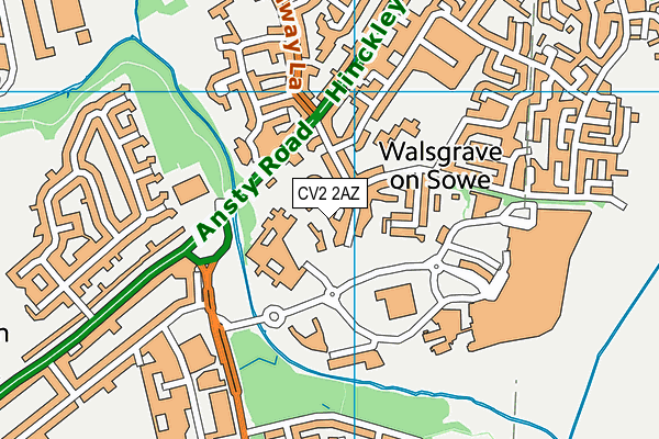 CV2 2AZ map - OS VectorMap District (Ordnance Survey)