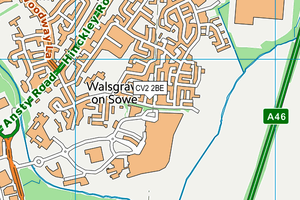 CV2 2BE map - OS VectorMap District (Ordnance Survey)