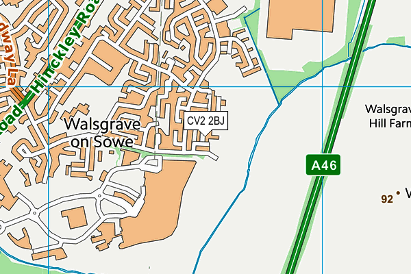 CV2 2BJ map - OS VectorMap District (Ordnance Survey)