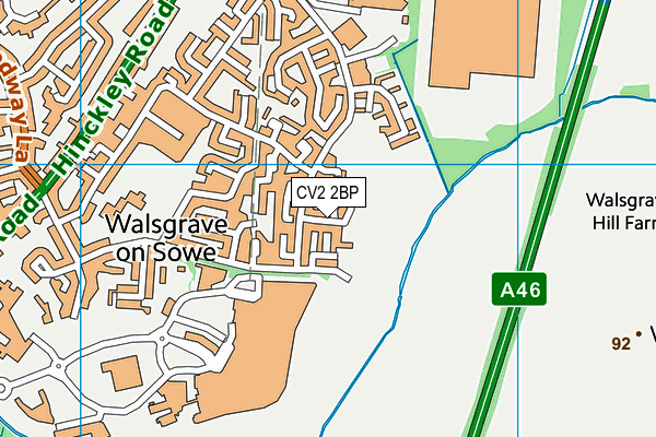 CV2 2BP map - OS VectorMap District (Ordnance Survey)