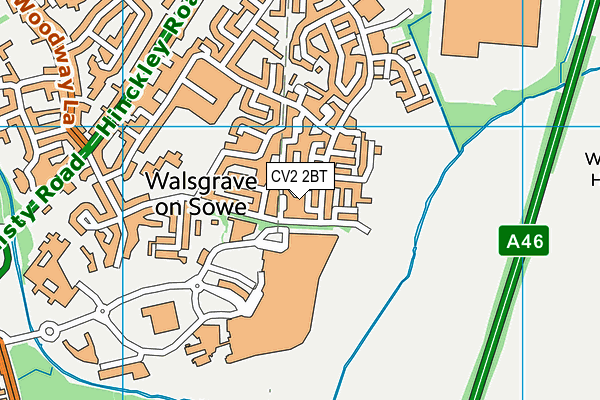 CV2 2BT map - OS VectorMap District (Ordnance Survey)