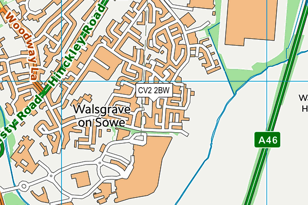 CV2 2BW map - OS VectorMap District (Ordnance Survey)