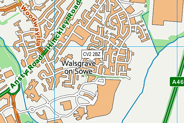 CV2 2BZ map - OS VectorMap District (Ordnance Survey)