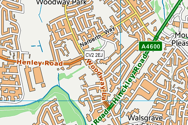 CV2 2EJ map - OS VectorMap District (Ordnance Survey)