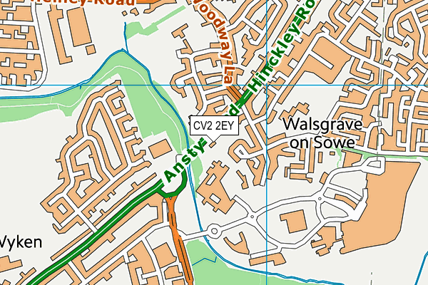 CV2 2EY map - OS VectorMap District (Ordnance Survey)