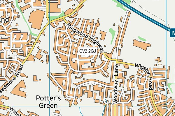 CV2 2GJ map - OS VectorMap District (Ordnance Survey)