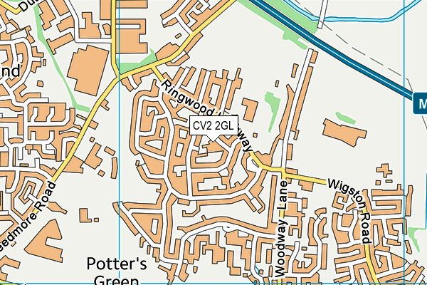 CV2 2GL map - OS VectorMap District (Ordnance Survey)