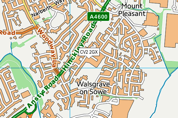 CV2 2GX map - OS VectorMap District (Ordnance Survey)