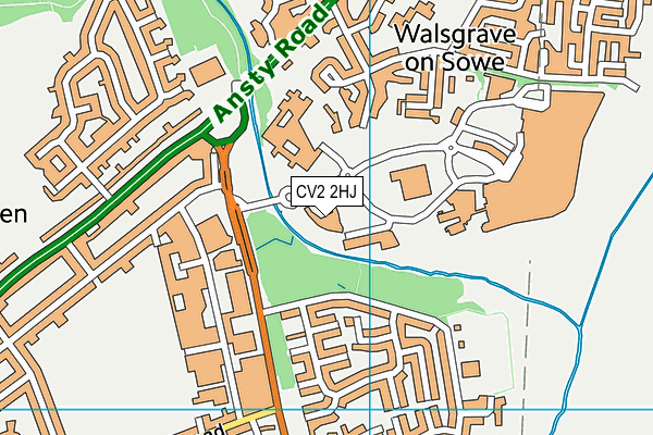 Walsgrave Hospital Sports Fields (Closed) map (CV2 2HJ) - OS VectorMap District (Ordnance Survey)