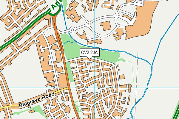 CV2 2JA map - OS VectorMap District (Ordnance Survey)