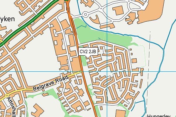 CV2 2JB map - OS VectorMap District (Ordnance Survey)