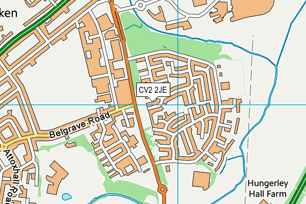 CV2 2JE map - OS VectorMap District (Ordnance Survey)