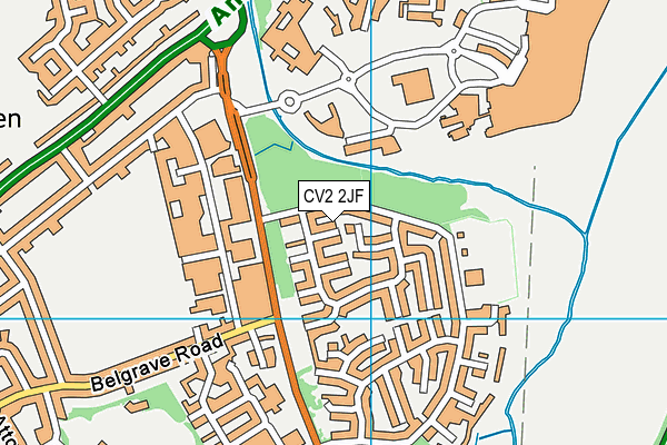 CV2 2JF map - OS VectorMap District (Ordnance Survey)