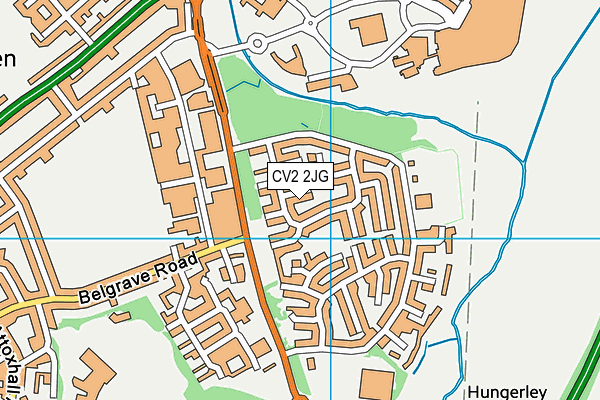 CV2 2JG map - OS VectorMap District (Ordnance Survey)