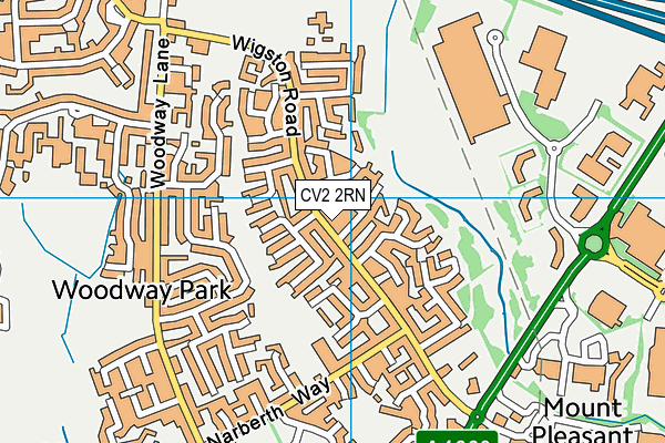 CV2 2RN map - OS VectorMap District (Ordnance Survey)