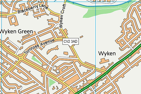 Wyken Croft Playing Fields map (CV2 3AD) - OS VectorMap District (Ordnance Survey)