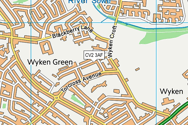 CV2 3AF map - OS VectorMap District (Ordnance Survey)