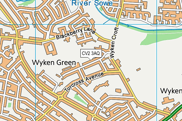 CV2 3AQ map - OS VectorMap District (Ordnance Survey)