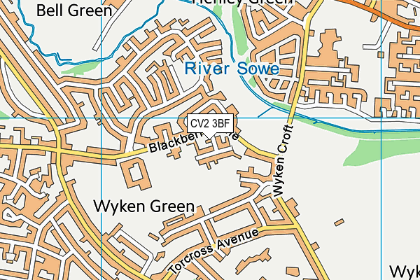 CV2 3BF map - OS VectorMap District (Ordnance Survey)