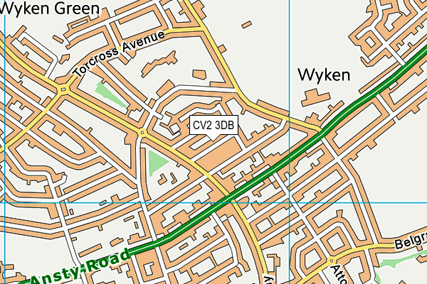 CV2 3DB map - OS VectorMap District (Ordnance Survey)