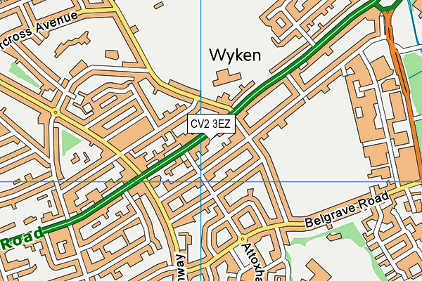 CV2 3EZ map - OS VectorMap District (Ordnance Survey)