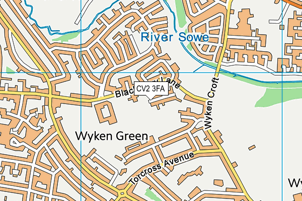 CV2 3FA map - OS VectorMap District (Ordnance Survey)