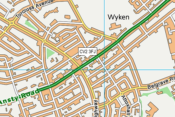 CV2 3FJ map - OS VectorMap District (Ordnance Survey)