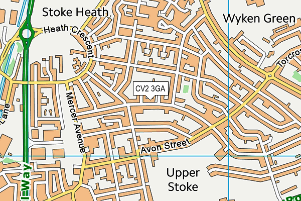 CV2 3GA map - OS VectorMap District (Ordnance Survey)