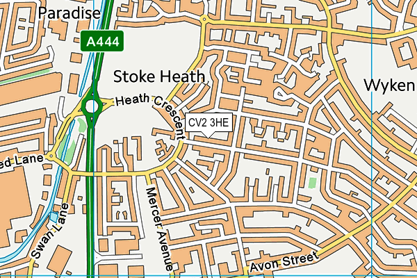 CV2 3HE map - OS VectorMap District (Ordnance Survey)