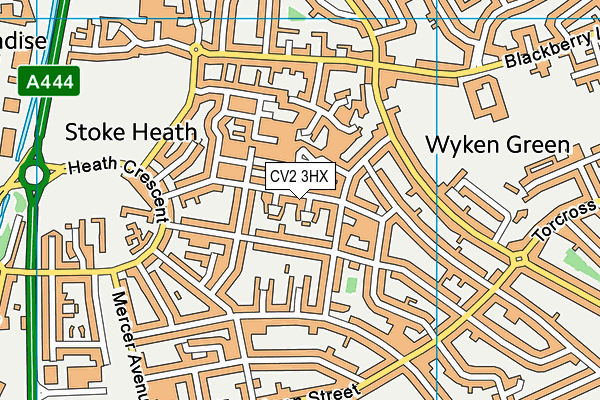 CV2 3HX map - OS VectorMap District (Ordnance Survey)