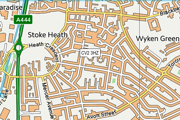 CV2 3HZ map - OS VectorMap District (Ordnance Survey)