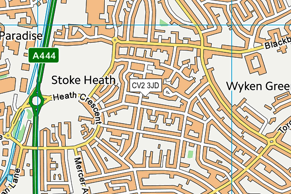 CV2 3JD map - OS VectorMap District (Ordnance Survey)