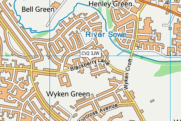 CV2 3JW map - OS VectorMap District (Ordnance Survey)