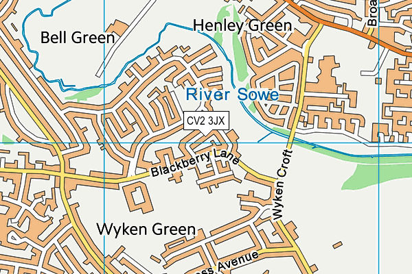 CV2 3JX map - OS VectorMap District (Ordnance Survey)