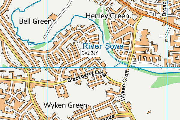 CV2 3JY map - OS VectorMap District (Ordnance Survey)