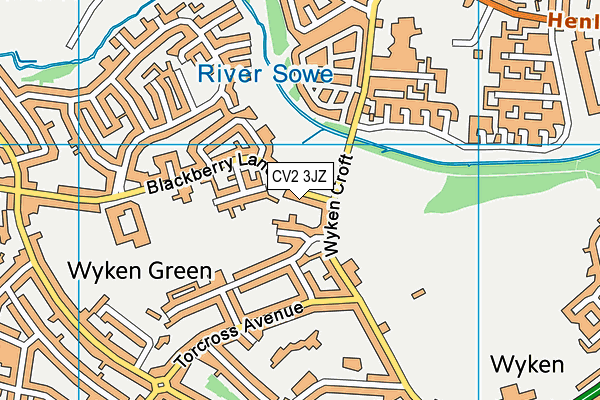 CV2 3JZ map - OS VectorMap District (Ordnance Survey)